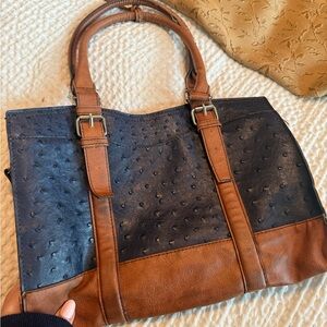 Brown and Black Tote Bag